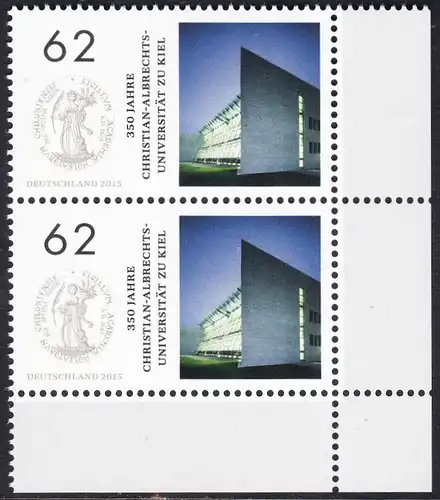 BUND 2015 Michel-Nummer 3139 postfrisch vert.PAAR ECKRAND unten rechts