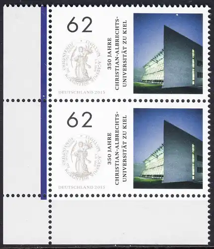 BUND 2015 Michel-Nummer 3139 postfrisch vert.PAAR ECKRAND unten links