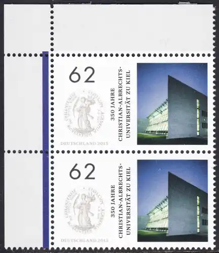 BUND 2015 Michel-Nummer 3139 postfrisch vert.PAAR ECKRAND oben links