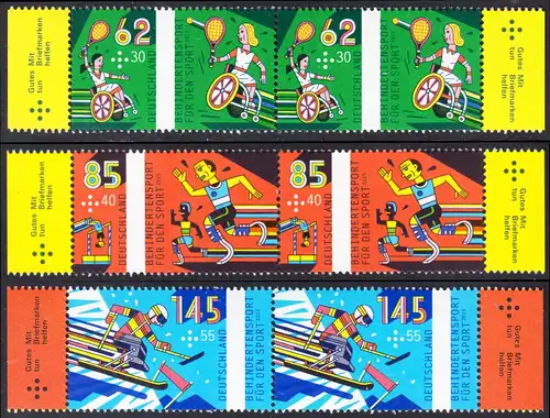 BUND 2015 Michel-Nummer 3149-3151 postfrisch SATZ(3) horiz.PAARE RÄNDER rechts/links