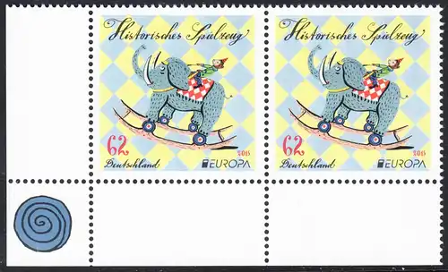 BUND 2015 Michel-Nummer 3152 postfrisch horiz.PAAR ECKRAND unten links