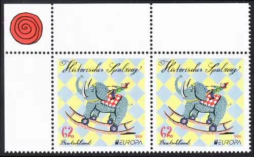 BUND 2015 Michel-Nummer 3152 postfrisch horiz.PAAR ECKRAND oben links