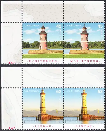 BUND 2015 Michel-Nummer 3156-3157 postfrisch SATZ(2) horiz.PAARE ECKRÄNDER oben links