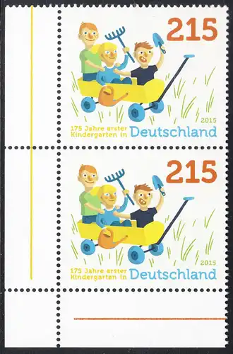 BUND 2015 Michel-Nummer 3158 postfrisch vert.PAAR ECKRAND unten links