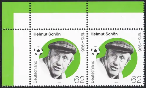 BUND 2015 Michel-Nummer 3174 postfrisch horiz.PAAR ECKRAND oben links