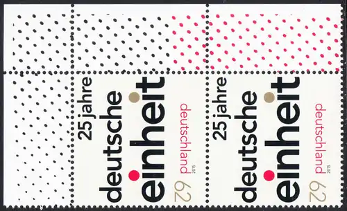 BUND 2015 Michel-Nummer 3182 postfrisch horiz.PAAR ECKRAND oben links