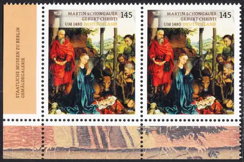 BUND 2015 Michel-Nummer 3184 postfrisch horiz.PAAR ECKRAND unten links