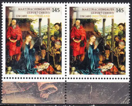 BUND 2015 Michel-Nummer 3184 postfrisch horiz.PAAR RÄNDER unten