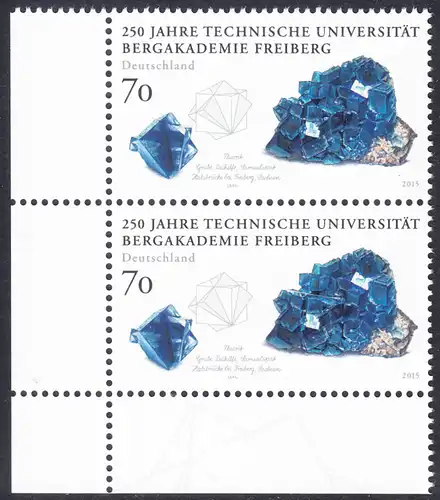 BUND 2015 Michel-Nummer 3194 postfrisch vert.PAAR ECKRAND unten links