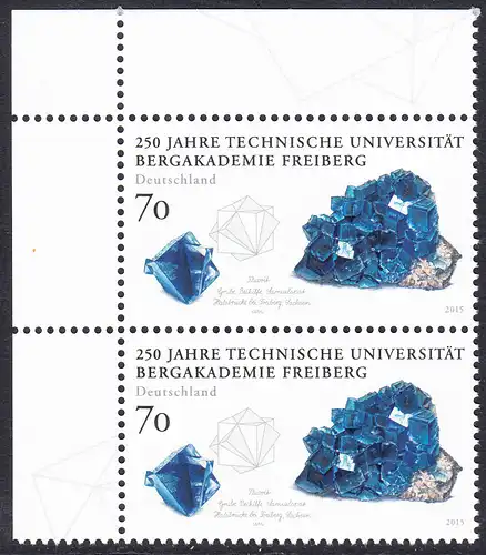 BUND 2015 Michel-Nummer 3194 postfrisch vert.PAAR ECKRAND oben links