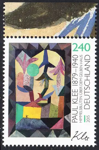 BUND 2015 Michel-Nummer 3195 postfrisch EINZELMARKE RAND oben (c)