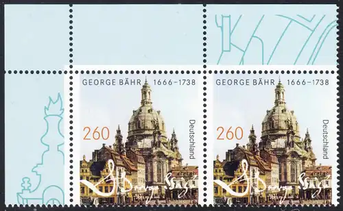 BUND 2016 Michel-Nummer 3219 postfrisch horiz.PAAR ECKRAND oben links