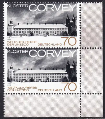 BUND 2016 Michel-Nummer 3220 postfrisch vert.PAAR ECKRAND unten rechts