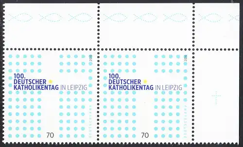 BUND 2016 Michel-Nummer 3239 postfrisch horiz.PAAR ECKRAND oben rechts