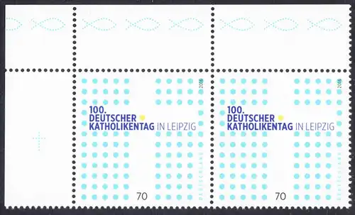 BUND 2016 Michel-Nummer 3239 postfrisch horiz.PAAR ECKRAND oben links