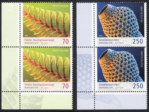 BUND 2016 Michel-Nummer 3246-3247 postfrisch SATZ(2) vert.PAARE ECKRÄNDER unten links
