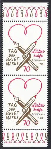 BUND 2016 Michel-Nummer 3259 postfrisch vert.PAAR RÄNDER unten/oben