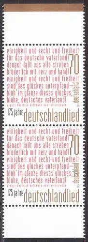 BUND 2016 Michel-Nummer 3263 postfrisch vert.PAAR RÄNDER unten/oben 