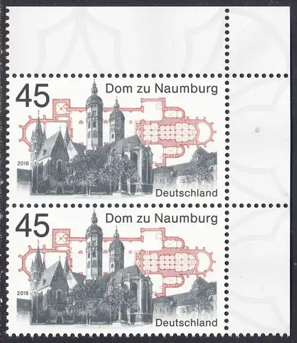 BUND 2016 Michel-Nummer 3264 postfrisch vert.PAAR ECKRAND oben rechts