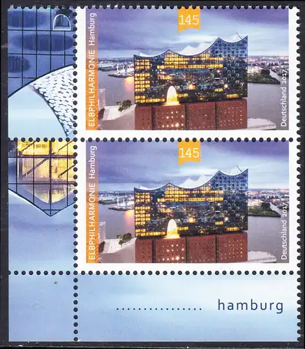 BUND 2017 Michel-Nummer 3278 postfrisch vert.PAAR ECKRAND unten links