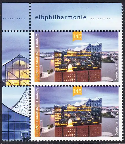 BUND 2017 Michel-Nummer 3278 postfrisch vert.PAAR ECKRAND oben links