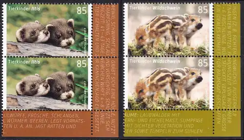 BUND 2017 Michel-Nummer 3288-3289 postfrisch SATZ(2) vert.PAARE ECKRÄNDER unten rechts