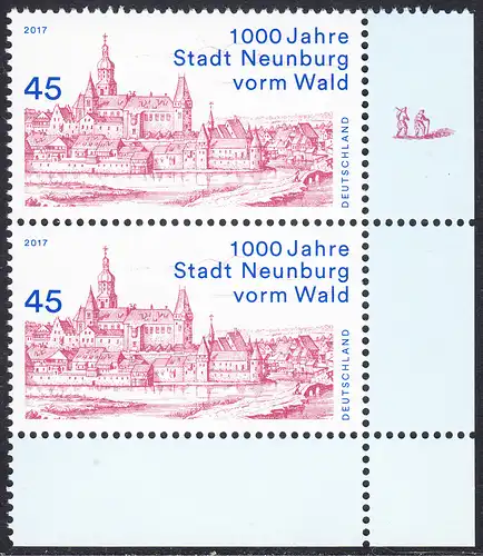 BUND 2017 Michel-Nummer 3290 postfrisch vert.PAAR ECKRAND unten rechts