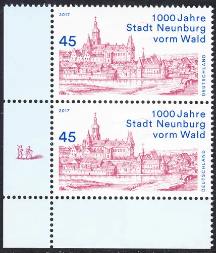 BUND 2017 Michel-Nummer 3290 postfrisch vert.PAAR ECKRAND unten links