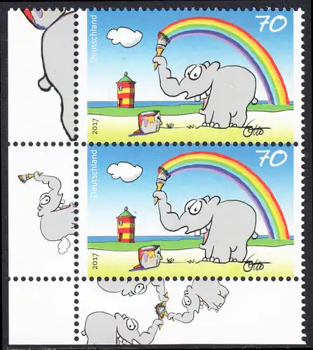 BUND 2017 Michel-Nummer 3292 postfrisch vert.PAAR ECKRAND unten links