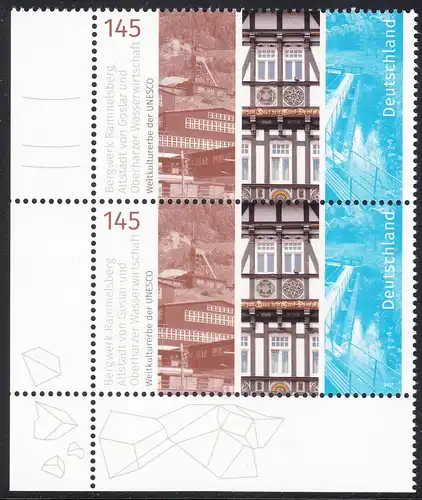 BUND 2017 Michel-Nummer 3299 postfrisch vert.PAAR ECKRAND unten links