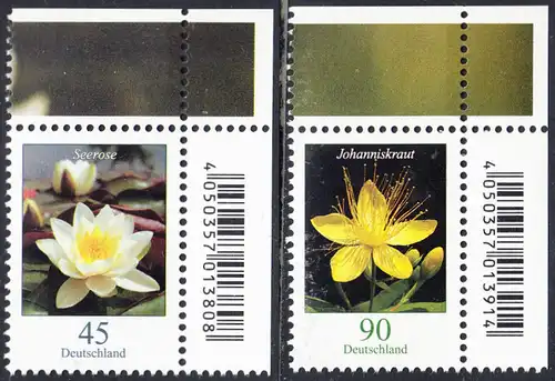 BUND 2017 Michel-Nummer 3303-3304 postfrisch SATZ(2) EINZELMARKEN ECKRÄNDER oben rechts