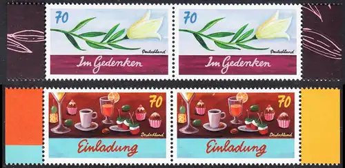BUND 2017 Michel-Nummer 3305-3306 postfrisch SATZ(2) horiz.PAARE RÄNDER rechts/links (c)