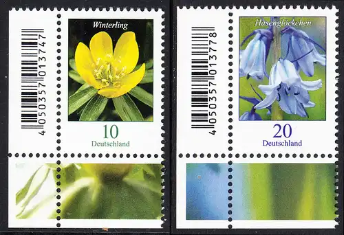 BUND 2017 Michel-Nummer 3314-3315 postfrisch SATZ(2) EINZELMARKEN ECKRÄNDER unten links