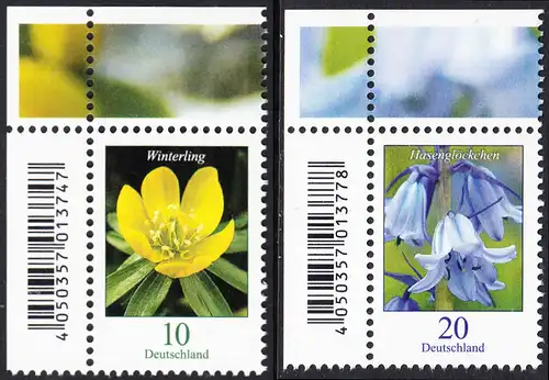 BUND 2017 Michel-Nummer 3314-3315 postfrisch SATZ(2) EINZELMARKEN ECKRÄNDER oben links