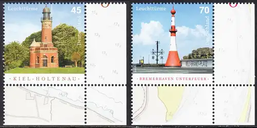 BUND 2017 Michel-Nummer 3316-3317 postfrisch SATZ(2) EINZELMARKEN ECKRÄNDER unten rechts