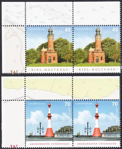 BUND 2017 Michel-Nummer 3316-3317 postfrisch SATZ(2) horiz.PAAR ECKRÄNDER oben links