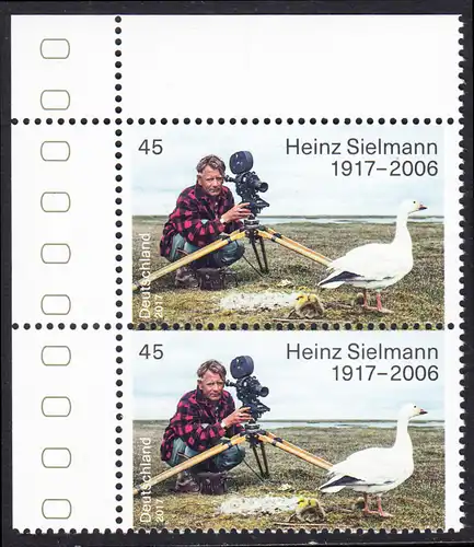 BUND 2017 Michel-Nummer 3318 postfrisch vert.PAAR ECKRAND oben links