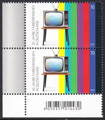 BUND 2017 Michel-Nummer 3329 postfrisch vert.PAAR ECKRAND unten links