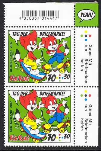 BUND 2017 Michel-Nummer 3331 postfrisch vert.PAAR ECKRAND oben rechts