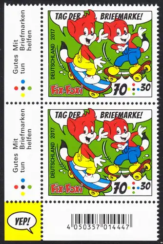 BUND 2017 Michel-Nummer 3331 postfrisch vert.PAAR ECKRAND unten links