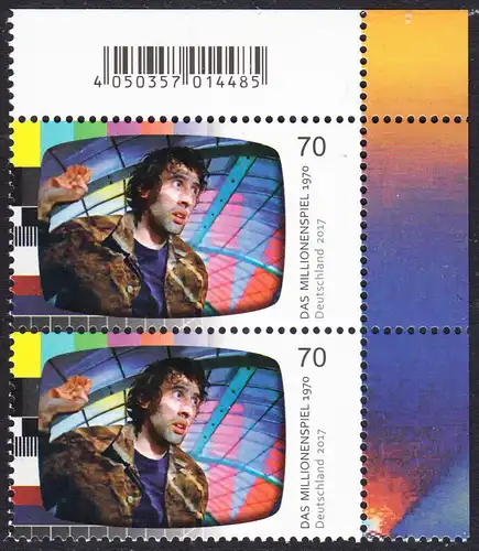 BUND 2017 Michel-Nummer 3335 postfrisch vert.PAAR ECKRAND oben rechts