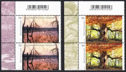 BUND 2017 Michel-Nummer 3341-3342 postfrisch SATZ(2) vert.PAAR ECKRÄNDER oben links