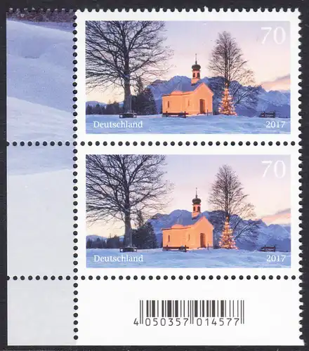 BUND 2017 Michel-Nummer 3344 postfrisch vert.PAAR ECKRAND unten links