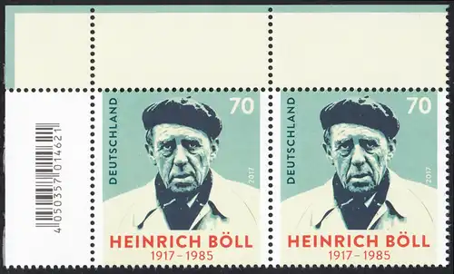 BUND 2017 Michel-Nummer 3350 postfrisch horiz.PAAR ECKRAND oben links