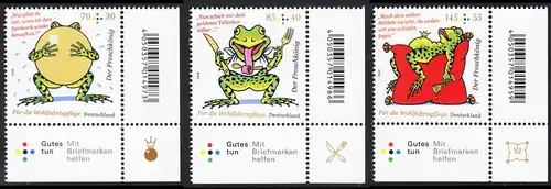 BUND 2018 Michel-Nummer 3357-3359 postfrisch SATZ(3) EINZELMARKEN ECKRÄNDER unten rechts