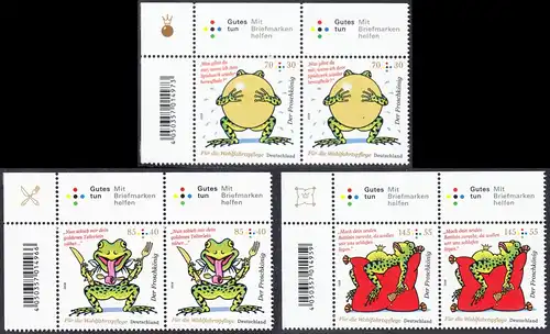 BUND 2018 Michel-Nummer 3357-3359 postfrisch SATZ(3) horiz.PAARE ECKRÄNDER oben links