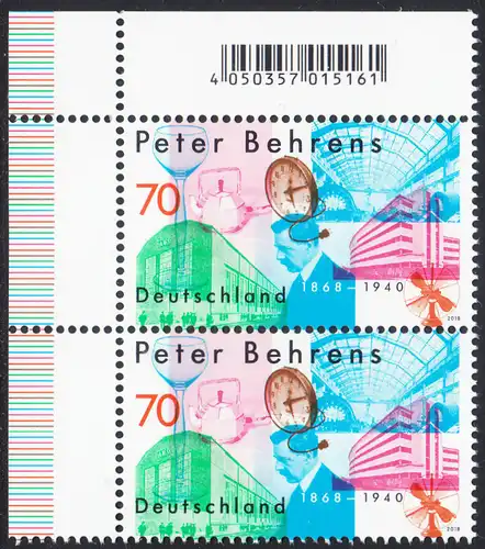 BUND 2018 Michel-Nummer 3373 postfrisch vert.PAAR ECKRAND oben links