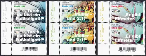 BUND 2018 Michel-Nummer 3380-3382 postfrisch SATZ(3) vert.PAARE ECKRÄNDER unten links