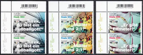 BUND 2018 Michel-Nummer 3380-3382 postfrisch SATZ(3) vert.PAARE ECKRÄNDER oben links
