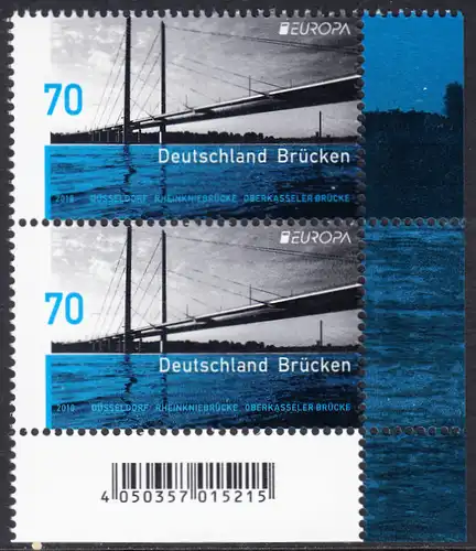 BUND 2018 Michel-Nummer 3383 postfrisch vert.PAAR ECKRAND unten rechts